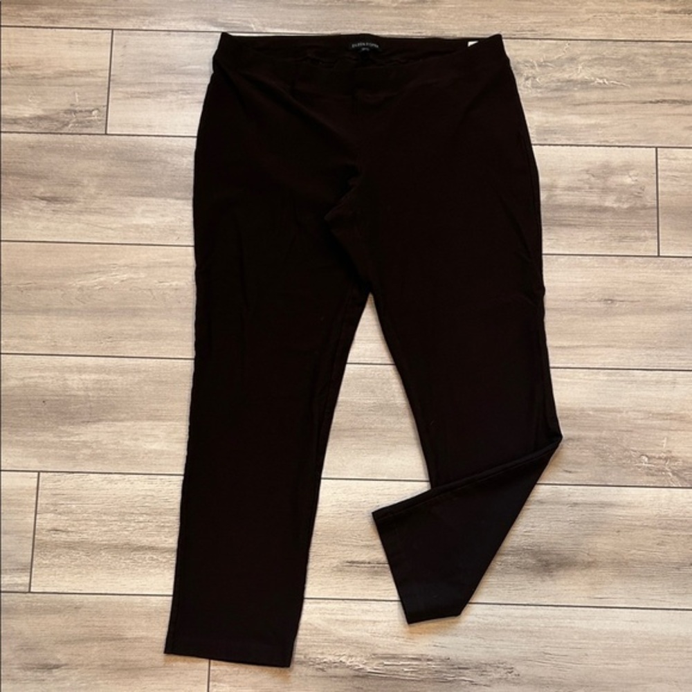 Eileen Fisher brown stretch knit elastic waist pants size medium